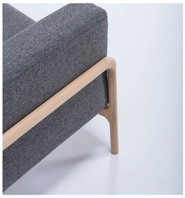 Canapea cu structură din lemn de stejar Gazzda Fawn, 180 cm, gri închis