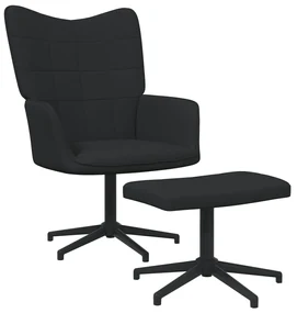 327980 vidaXL Scaun de relaxare cu taburet, negru, textil