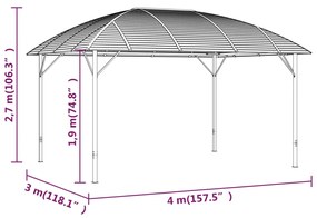 Pavilion cu acoperis arcuit, antracit, 3x4 m 3 x 4 m, Fara perete lateral