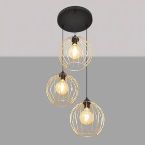 Lustră pe cablu MERCURE 3xE27/15W/230V auriu/negru