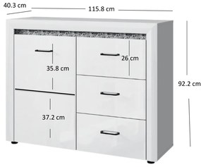 Comodă Wanetta (alb lucios). 1053376