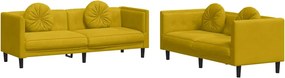 vidaXL Set de canapele cu perne, 2 piese, galben, catifea