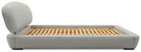 Pat matrimonial gri deschis tapițat cu somieră 140x200 cm Odette – Scandic