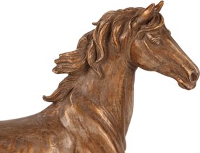 Statuetă decorativă din polirășină, bronz, cal în trap pe soclu negru, finisaj antichizat, 25 x 29,5 x 7,5 cm, „Bucéphale”