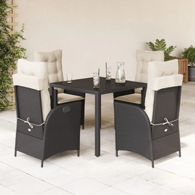 3213059 vidaXL Set mobilier de grădină cu perne, 5 piese, negru, poliratan