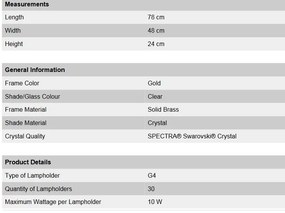 Lustra LUX Cristal Swarovski Spectra, Galaxy Gold plated, 78x48cm