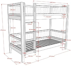 Set Complet: Pat Supraetajat Forrest Beech pentru Camera Copii, 90x200 cm, cu Sertar Pat și Barieră de Siguranță, din Lemn Masiv de Fag, Alb – Vipack