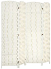 HOMCOM Paravent interior din lemn 4 panouri divizor de cameră pliabil pentru sufragerie dormitor 180 x 180 cm alb | Aosom Romania