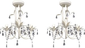 vidaXL Candelabre suspendate de plafon cu cristale 2 buc. alb elegant