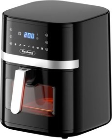 La mâna a doua: Friteuza cu aer cald AirFryer Rosberg R51980CB, 1800W, 8 L, 7 programe, Timer, Negru