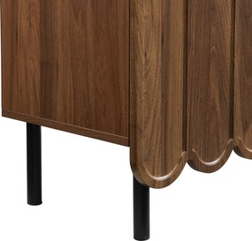 Comodă cu uși ondulate, spațiu de depozitare pentru living, hol &amp; sufragerie, 120x35x80 cm, Maro