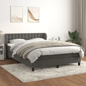 3127734 vidaXL Pat box spring cu saltea, gri închis, 140x200 cm, catifea