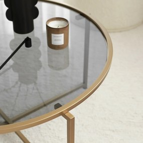 Măsuță de conferință Sun Gold cu sticlă închisă laculoare