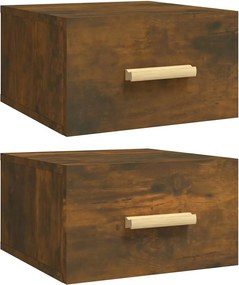 vidaXL Noptiere de perete, 2 buc., stejar afumat, 35x35x20 cm