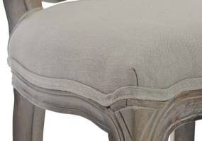 Scaun de dining shabby chic din lemn de cauciuc, cu spătar din rattan și șezut din in, „Avignon”