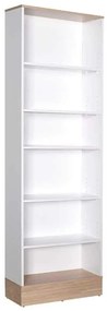Biblioteca Adore Base, 6 rafturi, Stejar / Alb, 60x197x26 cm