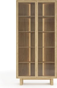 Vitrină înaltă Bellora 94 cm cu iluminare - stejar uleiat