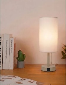Brilagi - Lampă de masă TABLON cu port USB, 1xE27/25W/230V, bej/alb