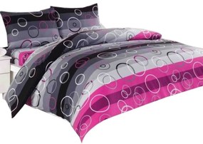 Lenjerie pat CASA GINO® Purple Bubbles XXL, bumbac satinat, 4 piese,cearceaf 240X240, fata pilota 180X240, 2 X fete perna 50X70