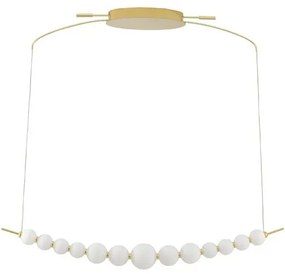 Lustra LED suspendata, dimabila, deosebita design lux PERLA opal, auriu