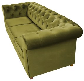 Canapea Oxford Chesterfield, 93x214x75 cm, 3 locuri, Olive
