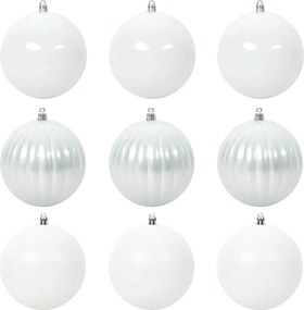 vidaXL Set de globuri de Crăciun XL 9 pcs Alb Plastic