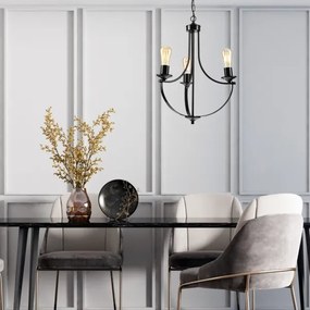 Lustră pe lanț GINA 3xE27/60W/230V neagră