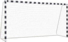 vidaXL Poartă de fotbal, negru și alb, 300 x 160 x 90 cm, metal
