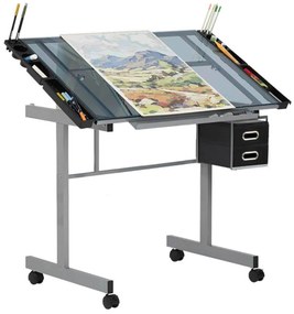 Masa pentru desen tehnic cu planseta din sticla