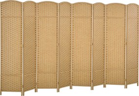 HOMCOM Separator de camere 8 părți pliabil, Divizor de spații, Divizor pentru sufragerie, Dormitor, Birou de acasă, Lemn natural | Aosom Romania