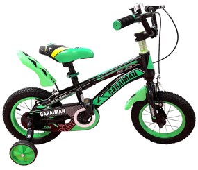 Bicicleta Caraiman, cu roti ajutatoare, roti 12 sau 14 inch, cadru otel, verde, BC23