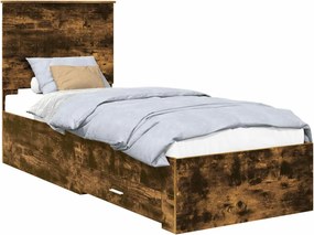 vidaXL Cadru de pat cu headboard Stejar afumat și argintiu 70 x 190 cm