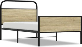 vidaXL Cadru pat fără saltea stejar sonoma, 90x190 cm, lemn prelucrat