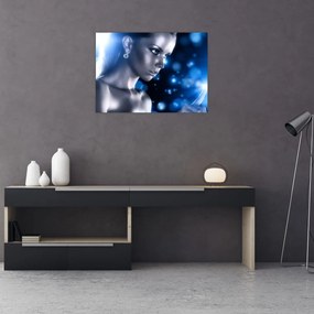 Tablou - Femeia, sclipici albastru (70x50 cm)