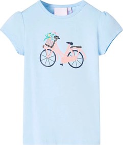 vidaXL Tricou pentru copii, albastru deschis, 128