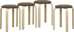 HOMCOM Taburet tapițat în set de 4, stivuibile, suprafață vopsită, picioare din lemn, Maro | Aosom Romania