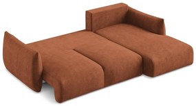 Colțar teracotă extensibil cu tapițerie din chenille (cu colț pe partea dreaptă/cu șezlong) Leila – Makamii