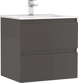Set dulap baza suspendat Gala Daily antracit 2 sertare cu lavoar 60 cm