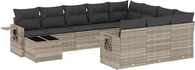 vidaXL Set canapele de grădină cu perne, 11 piese, gri, poliratan