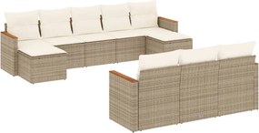 vidaXL Set canapele de grădină cu perne, 10 piese, bej, poliratan