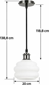 BRILAGI - LED lustra pe cablu RETRO GLASS 1xE27/60W/230V Ø 20 cm negru/alb
