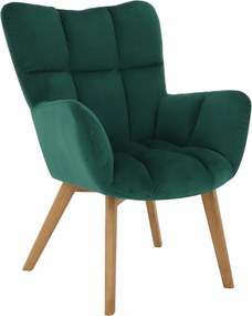 Fotoliu de design, catifea Velvet smarald/stejar, KOMODO