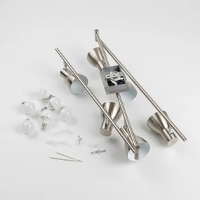 Plafonieră LED cu 6 spoturi, socluri E14, 6x5W, 230V, crom mat