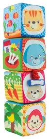 Set 4 cuburi stivuibile Winfun, material textil, pentru bebelusi, multicolor