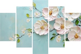 Tablou - Flori pe fundal albastru (150x105 cm)