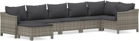 vidaXL Set mobilier de grădină cu perne, 7 piese, gri, poliratan