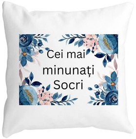 Perna Decorativa pentru Socri 1, 40x40 cm, Alba, Mata, Husa Detasabila, Burduf