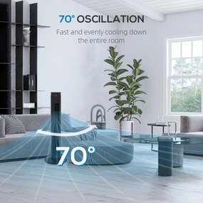 HOMCOM Ventilator Oscilant de Turn, 3 Viteze, Telecomandă, Temporizator, Mod Repaus, Ideal pentru Acasă | Aosom Romania