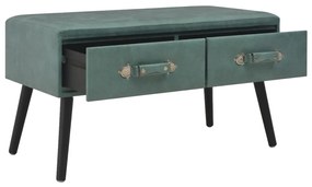 277079 vidaXL Banchetă cu sertare, 80 cm, verde marin, piele ecologică