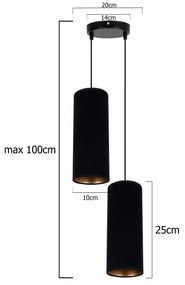 Lustră pe cablu AVALO 2xE27/60W/230V d. 20 cm neagră